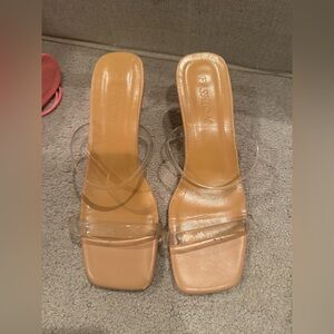 Amazon Tan Heels with Clear Straps